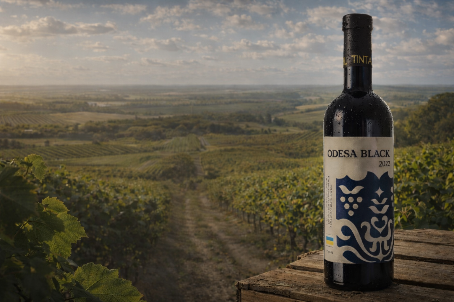 Villa Tinta wine overlooking the vineyards of Odesa
